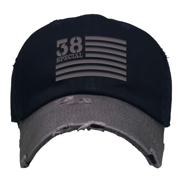 Black & Dark Grey  Embroidered VINTAGE Canvas HAT