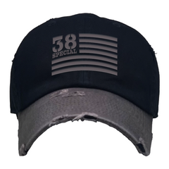 Black & Dark Grey  Embroidered VINTAGE Canvas HAT